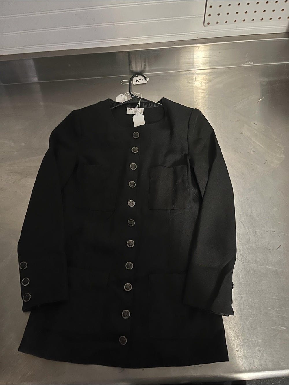 Chanel 36 long Black Button-Front Longline Jacket